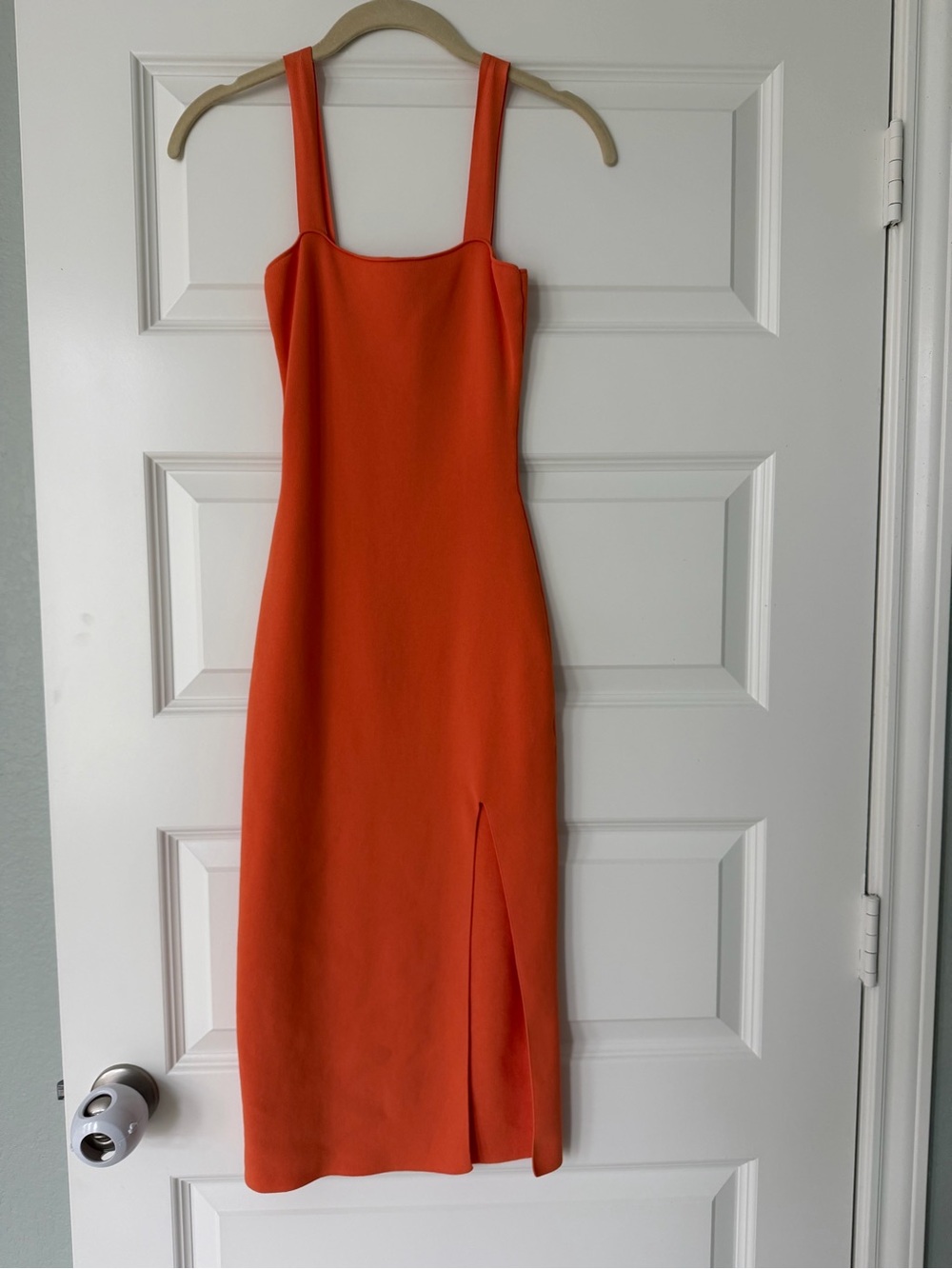 superdown Zoe Orange Square-Neck Midi Dress with Side Slit